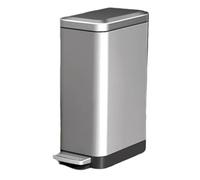 7L Silver Step Trash Can with Inner Bucket & Lid Freestanding Rectangular Design Foot Pedal for Easy Use Ideal for Kitchen & Bathroom 22.5 x 14 x 30 CM
