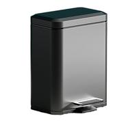 7L Stainless Steel Kitchen Trash Can with Soft-Close Lid Anti-Fingerprint Step Pedal Removable Inner Bucket Black - Perfect for Home and Office Use