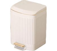 7L Stainless Steel Pedal Bin with Soft Close Lid Quiet Closing Inner Bin Stylish White Rubbish Bin for Bathroom Kitchen & Office Space Saving Trash Can