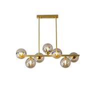 7Light Chandelier Brushed Brass Linear Pendant Light Modern Ceiling Fixture for Bedroom Living Room HallwayStylish Magic Bean Molecule Design