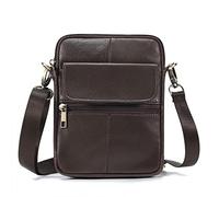 7LiuYueFei6 Leather Small Crossbody Bags for Man Messenger Bag Male Business Work Casual Shoulder Bag for 7.9" Handbag (Black As the picture shows)