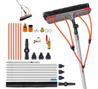 7m/23FT Aluminium Telescopic Window Cleaning Brush with Water Hose, Water Fed Pole Kit with180° Adjustable Angle, 35cm Brush Head & Accessories, Cleaning and Washing Tool for Solar Panels, Patio, Roof