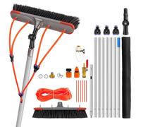 7m Aluminium Telescopic Cleaning Brush with Water Hose for Solar Panels, Patio Roofs & Windows, 180° Adjustable Brush Head, Durable & Space-Saving