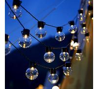 Solar Garden LED Light String Lights Garland IP44 3W Warm White USB 20 Bulbs HQ