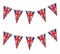 7M Triangular Union Jack Flags Coronation Bunting | For Royal Events Street Indoor Outdoor Party Celebration Decorations Great Britain Theme Garland Pub Made of PVC Material - 25 Pennants