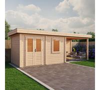 7m x 2.5m Lugarde Dublin Summerhouse With Side Canopy In 28mm and 44mm Wall Thickness - 44mm Wall Thickness - Left Hand Side Canopy