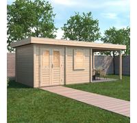 7m x 3m Lugarde Newport Summerhouse With Side Canopy In 28mm and 44mm Wall Thickness - 44mm Wall Thickness - Left Hand Side Canopy