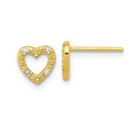 7mm 925 Sterling Silver Gold Plated Polished CZ Simulated Diamond Love Heart Post Earrings 7.1x7mm Wide Stud Earring for Women