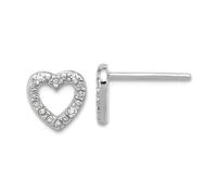 7mm 925 Sterling Silver Rhodium Plated Polished CZ Simulated Diamond Love Heart Post Earrings 7.1x7mm Wide Stud Earring for Women