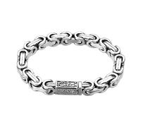 7mm 925 Sterling Silver Square Byzantine Link Chain Bracelet with Dragon Push Button Clasp for Men 18cm