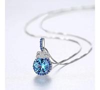 7mm Blue Topaz Pendant Necklace for Women Chain Gemstone Necklace Femme Wedding 925 Jewelry Gifts