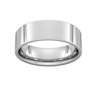 7mm Flat Court Heavy Wedding Ring In 18 Carat White Gold - Ring Size V