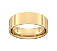 7mm Flat Court Heavy Wedding Ring In 18 Carat Yellow Gold - Ring Size O