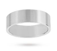 7mm Flat Top Medium Weight Gents Court Ring In Platinum - Ring Size R