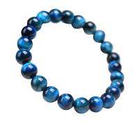 7mm Genuine Natural Kyanite Gemstone Crystal Stretch Blue Round Bead Bracelet Aaaa