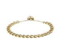 7mm Gold Padlock Heart Bracelet, 8-Inch, 15g, Gold Plated - Bling King London