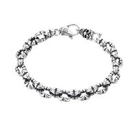7mm Gothic 925 Sterling Silver Skull Link Bracelet for Men 20cm