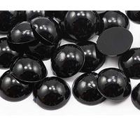 7mm Jet Black .JT Flat Back Acrylic Round Cabochons Plastic Pearl Gems For Jewelry Making Costume Making Cosplay Jewels Embelishments - 100 Pieces