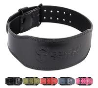 7mm Leather Weight Lifting Belt - 4" Wide Tapered Premium Leather Lifting Belt for Gym, Workout & Weight Training - Weightlifting Belts for Men and Women (Large, Black)