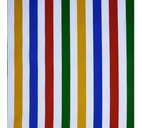 7mm MULTICOLOURED STRIPED POLYCOTTON POPLIN FABRIC **FREE UK POST** WHITE AND BRIGHT MULTI STRIPE PRIMARY POLY COTTON FABRIC JAPANESE QKT 4000 POLY COTTON MATERIAL WHITE COLOUR COLOR DRESSMAKING SHIRTS CLOTHES CRAFTS RED BLUE GREEN YELLOW