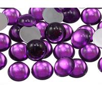 7mm Purple Amethyst Lite .NAT02L Flat Back Acrylic Round Cabochons Plastic Pearl Gems For Jewelry Making Costume Making Cosplay Jewels Embelishments - 100 Pieces