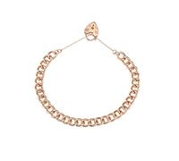 7mm Rose Gold Heart Lock Bracelet, Adjustable Ladies Curb Padlock Bracelet, 8 Inches, 28g, Rose Gold Plated Jewellery - Bling King London