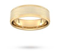 7mm Traditional Court Heavy Matt Centre With Grooves Wedding Ring In 9 Carat Yellow Gold - Ring Size Q