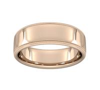 7mm Traditional Court Heavy Milgrain Edge Wedding Ring In 18 Carat Rose Gold - Ring Size U