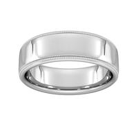 7mm Traditional Court Heavy Milgrain Edge Wedding Ring In Platinum - Ring Size R