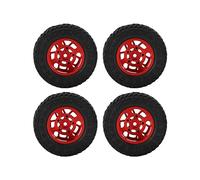 7mm Wheel Rim Rubber Tire, 4pcs Beadlock Wheel Rim Rubber Tirefor AXIAL SCX24 1/24 RC Car Upgrade Accessories (Red