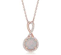 7MM White Opal Round Shape 925 Sterling Silver Pendant Certified Gemstone October Birthstone Necklace