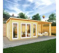 Mercia 44mm Studio Pent Log Cabin With Slatted Area (23x10) (7m x 3m), none