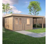 7mx4m Lugarde Norwich Summerhouse with Side Canopy - 44mm Wall Thickness - Left Hand Side Canopy