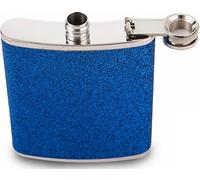 7oz Stainless Steel Hip Flask with Glitter Wrap (Blue)