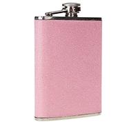 7oz Stainless Steel Hip Flask with Glitter Wrap (Pink)