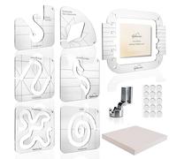 7P Free Motion Quilting Template Series with 1 Quilting Frame 1 Shank Ruler Foot 15P Non-Slip mats, 3mm Acrylic Templates for DIY Quilting Gift on Sewing Machine Ruler