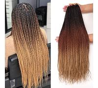 7Packs Box Braids Crochet Hair Extensions for Black Women - Pre-Looped Braiding Hair (26 Inch, #1B-30-27)