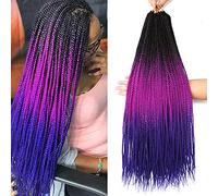 7Packs/Lot Box Braids Crochet Hair Extensions Pre looped Crochet Hair Crochet Braids Box Braid Crochet Hair Crochet Braids Hair for Black Women (26Inch(Pack of 7), #1B-puople-blue)