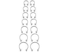 7Pairs 6/7/8/9/10/12/14MM 16G Small Septum Rings, Horseshoe Hoop Rings | Surgical Stainless Steel, Curved Barbell Piercing Hoop, for Nose, Nostril, Cartilage, Helix
