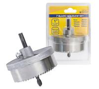 7Pc 1" Deep Steel Hole Saw Cutter Blades Drill Bit Set - 25Mm Depth Blade Cutters, Multi Purpose Power Tool Accessories, Strong & Durable, Diy