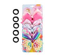 7pc 5" Large Hair Bows for Girls. JOJO Siwa Grosgrain Ribbon Hair Clips with Heart Emblem Accessories for Toddler