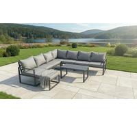 7pc Aluminium Garden Corner Sofa Set with Coffee Table and Footstool