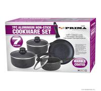 7Pc Black Marble Coated Aluminium Non Stick Cookware Set Frying Pan Saucepan Cooking Pans Pots Kitchen Accessories Kitchenware