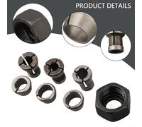 7pc Carbide Collet Chuck Adapter Set for Electric Router and Engraving Machine - Compatible with 10mm, 9.5mm, 8mm, 6.35mm, 6mm Shafts - M17