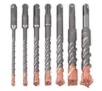 7pc Carbide Cross Tipped Rotary Hammer Drill Bit Set - 5-18mm Concrete Drill Bits for Masonry, Brick, Stone, and Granite