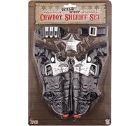 7pc Cowboy Sheriff Twin Holster & Guns Toy Play Set Wild West Fancy Dress