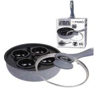 7Pc Egg Poacher Pan 4 Hole Cup Poach Saucepan Frying Glass Lid Non Stick Marble