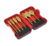 7pc Flat Wood Drill Bit Set Titanium Coated 1/4"Hex Shank, Heavy Duty
