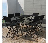 Outdoor Dining Set 7 Pieces Poly Rattan Folding Table Chair Brown/Black vidaXL