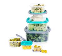 LIVIVO 7pc Stacking Food Storage Containers Set with Fitted Colourful Lids for Freshness, Space-Saving Tubs for Organising Cereals, Pasta, Rice and Other Dry Goods, Craft Materials etc
